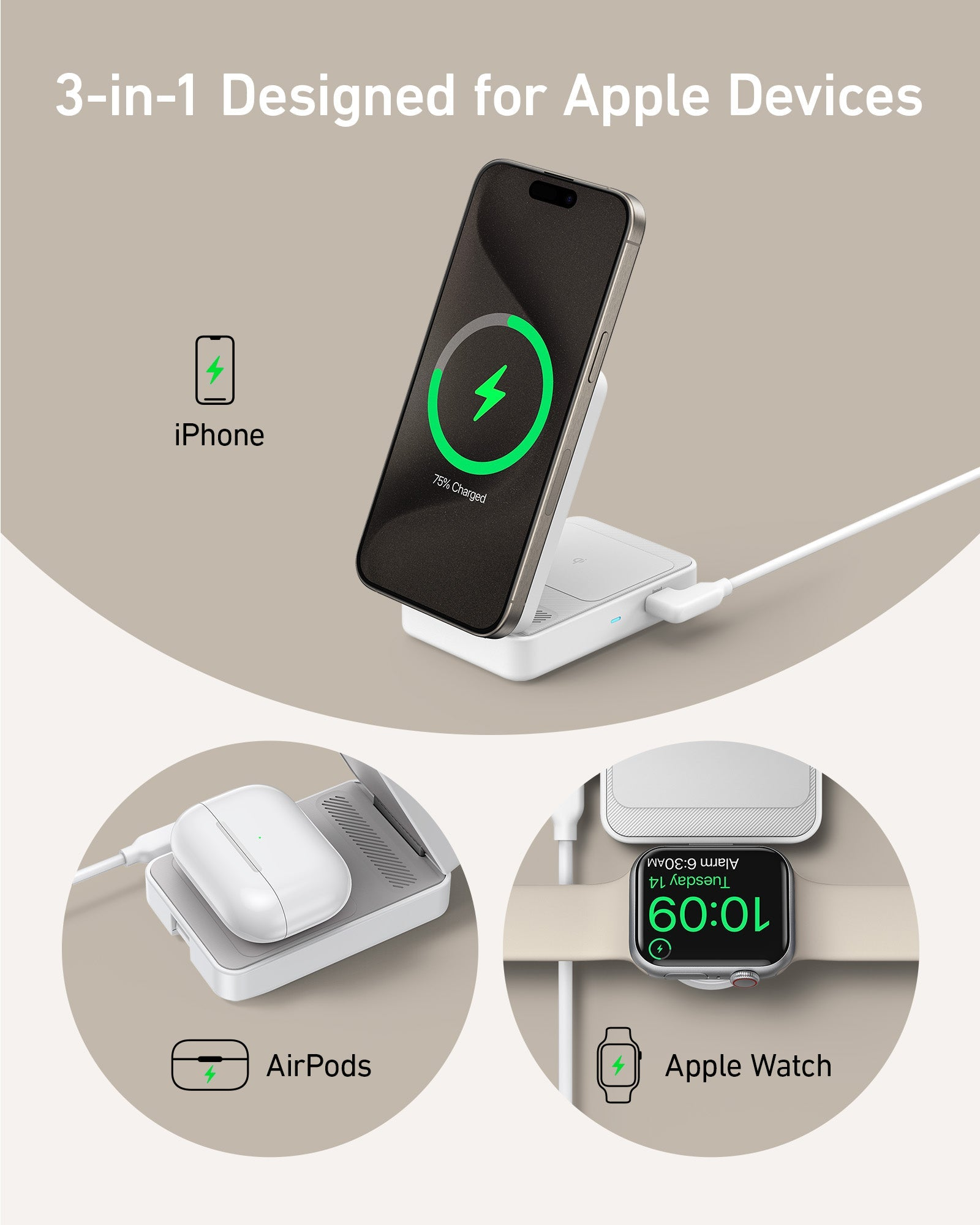 Anker MagGo Wireless Charging Station (15W, Foldable 3-in-1) Anker MagGo Wireless Charging Station (15W, Foldable 3-in-1)